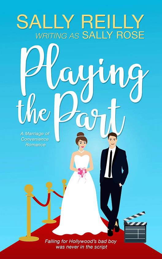 Playing the Part book cover with bride and groom on red carpet